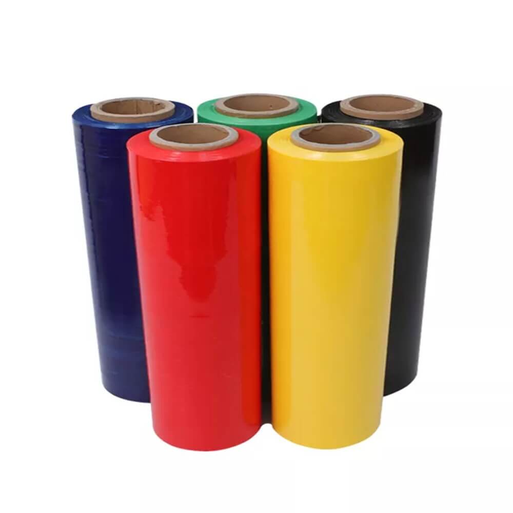 Color stretch film handle wrapping film for pallet wrapping